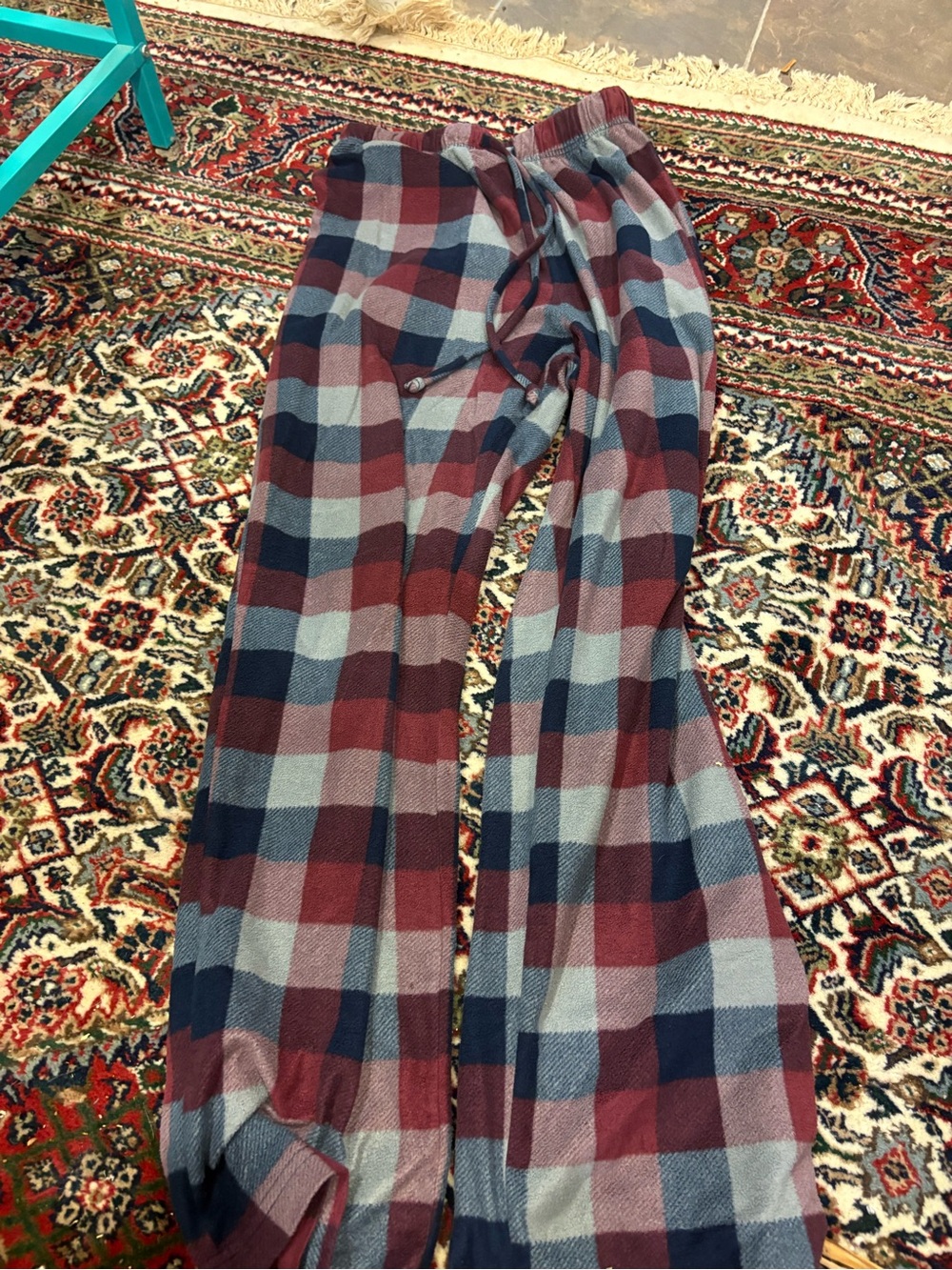 Nautica Plaid Wide-Leg Pants - Burgundy, Navy & Light Gray